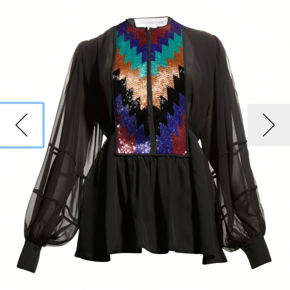 Victoria Beckham Sequin Beaded Multicolor Blouse